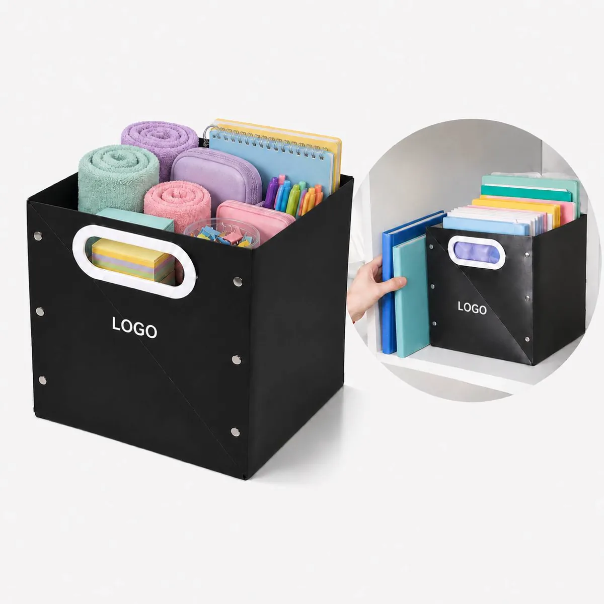 Foldable Plastic Storage Box Cube Desk Organizer for Office