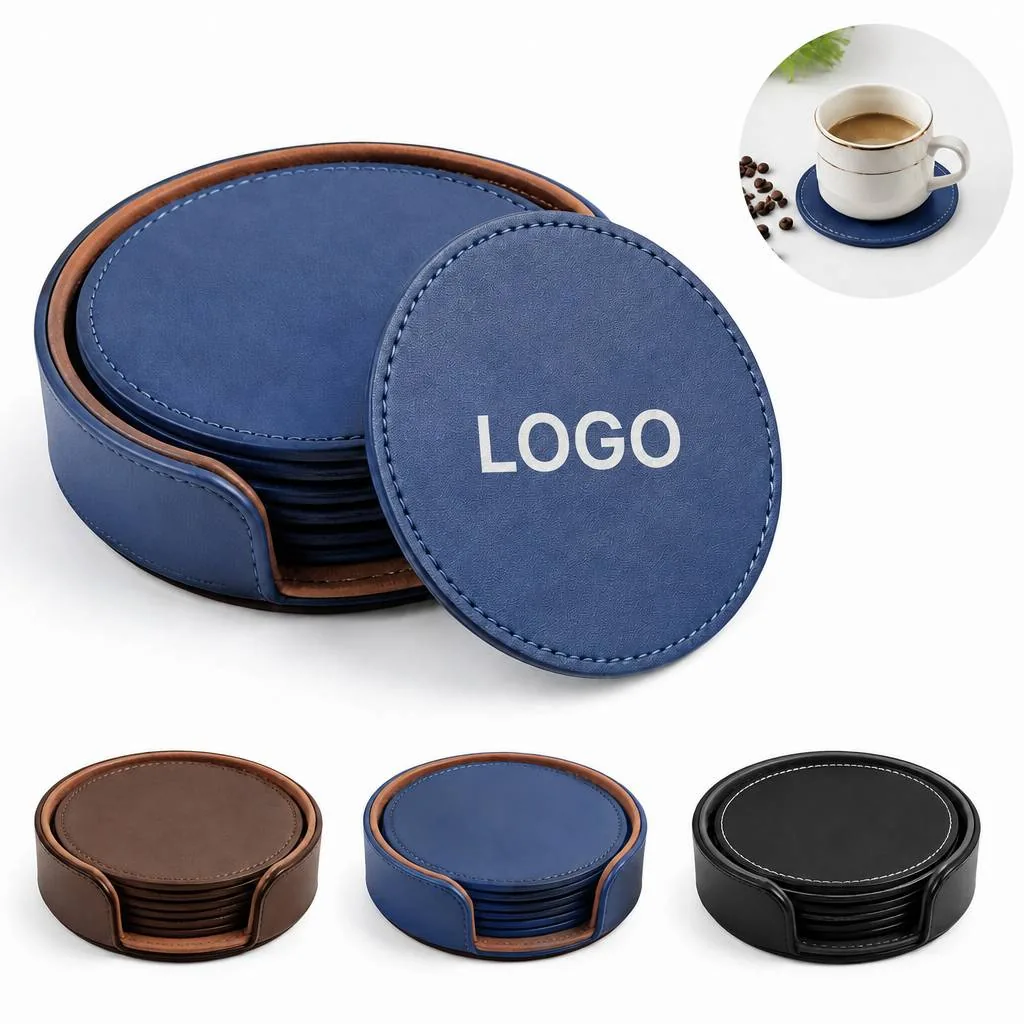 Premium Double-Sided PU Leather Coaster for Heat & Moisture