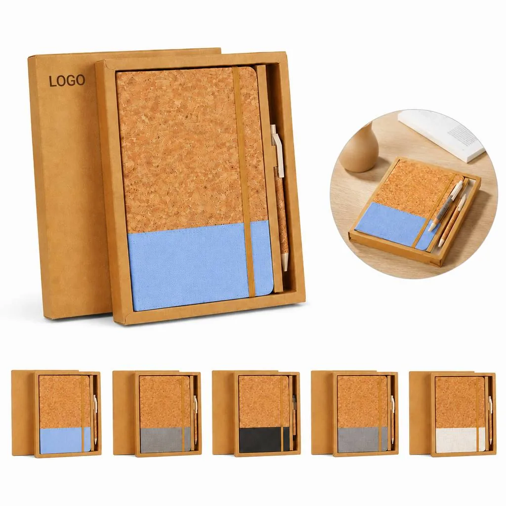 Eco Cork A5 Notebook Set with Straw Pen