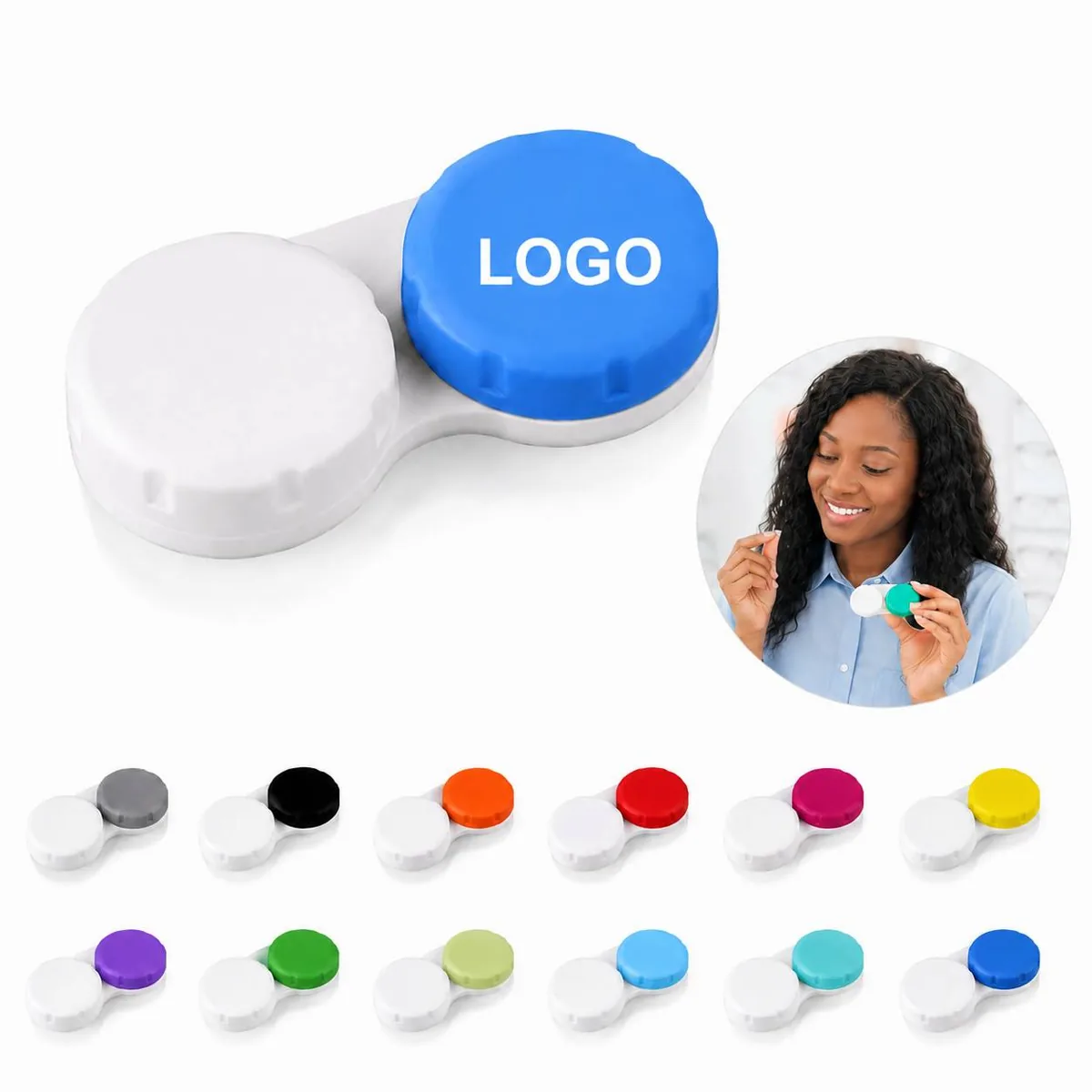 Leak-Proof Screw Top Mini Contact Lens Case for Travel