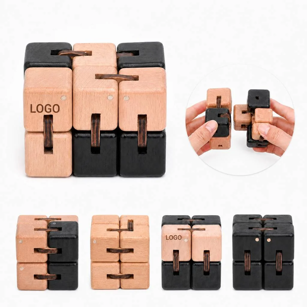 Wooden Infinity Cube Fidget Toy for Stress Relief and Focus