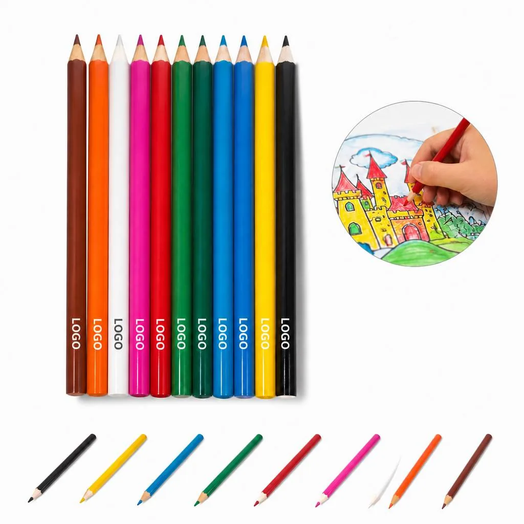 Oil-Based Round Colored Pencil Set, 12 Vibrant Colors for Everyday Use