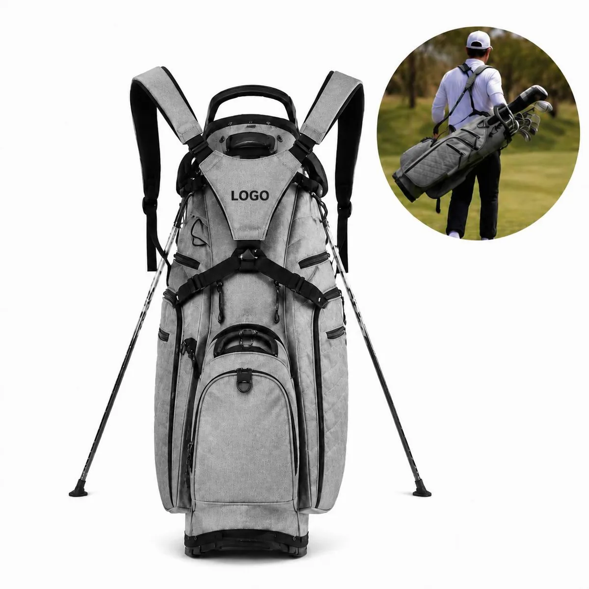 Matte PU Golf Bag with 14-Way Divider System