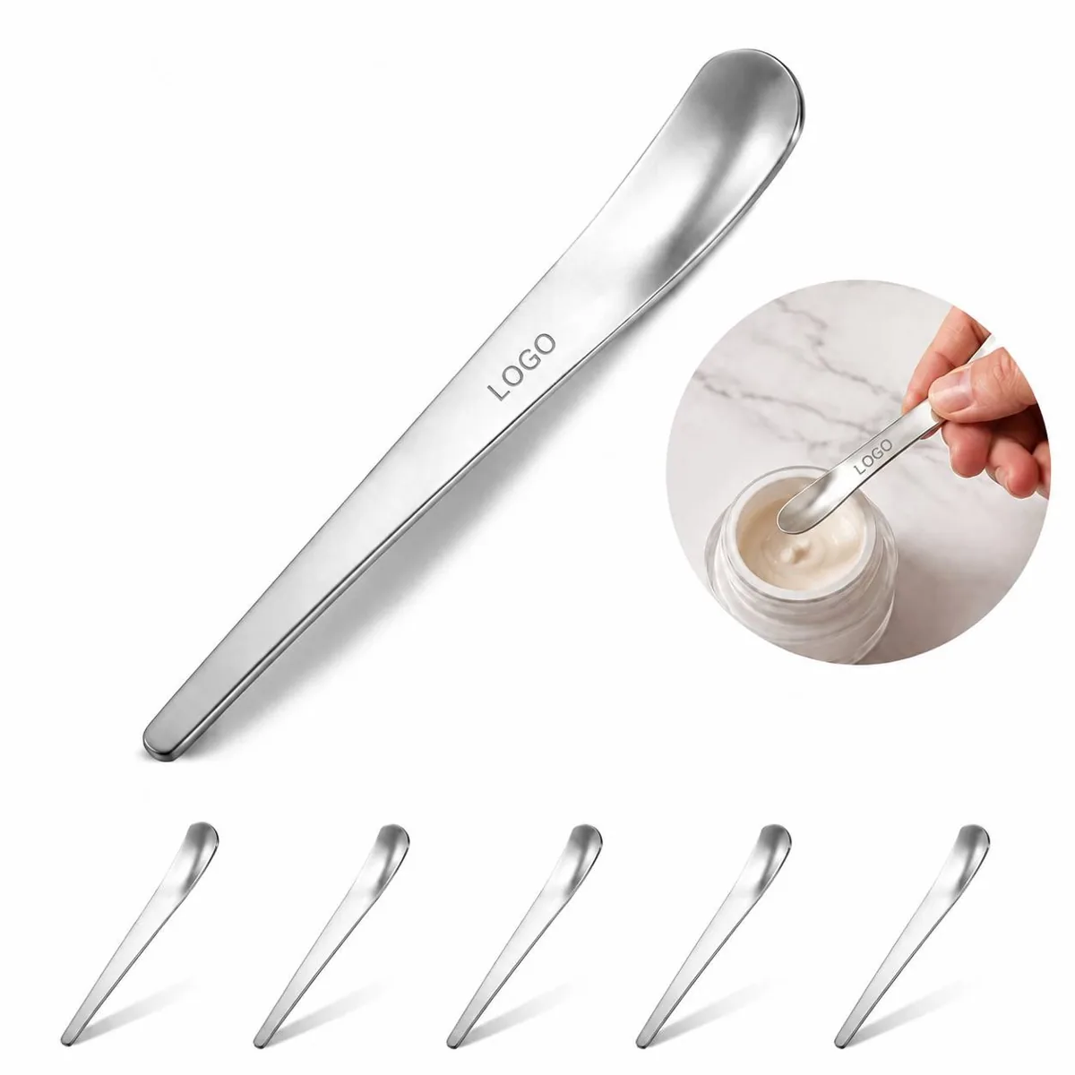 Stainless Steel Long-Handled Flat Dessert Spoon, 6.9 Inch