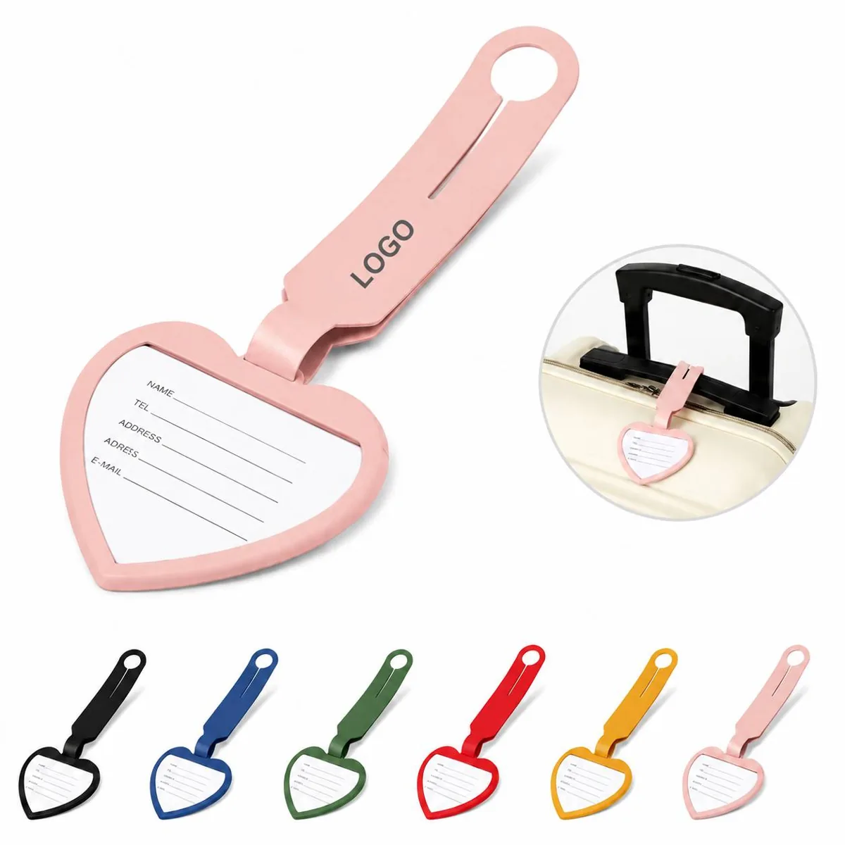 Heart Shape PU Luggage Tag with ID display panel