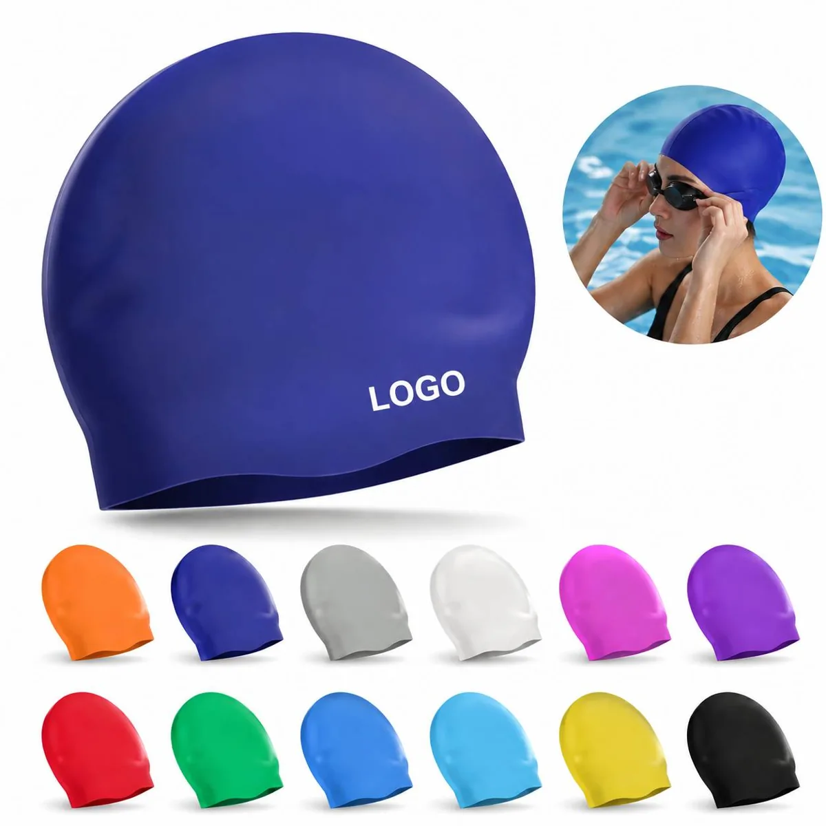 Adult Pure Silicone Swimming Cap for Hair Protection and More