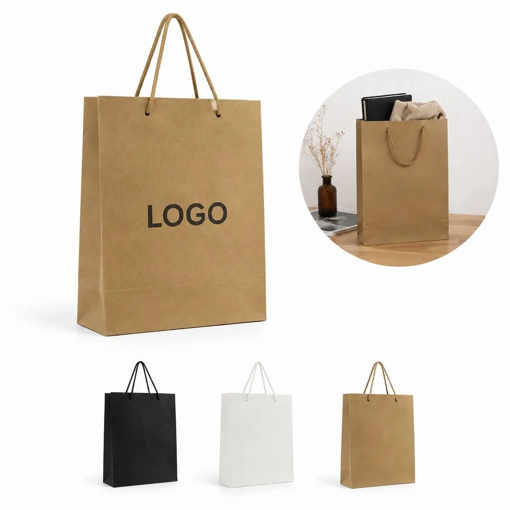 Sturdy Kraft Paper Gift Bag with Reinforced Base
