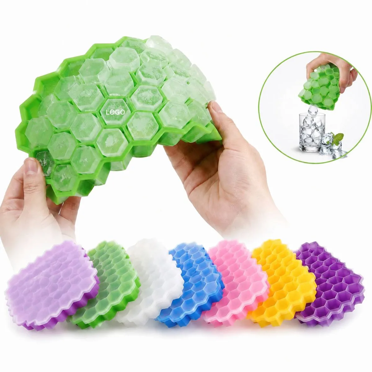 37-Grid Silicone Ice Cube Tray with Lid for Freezer