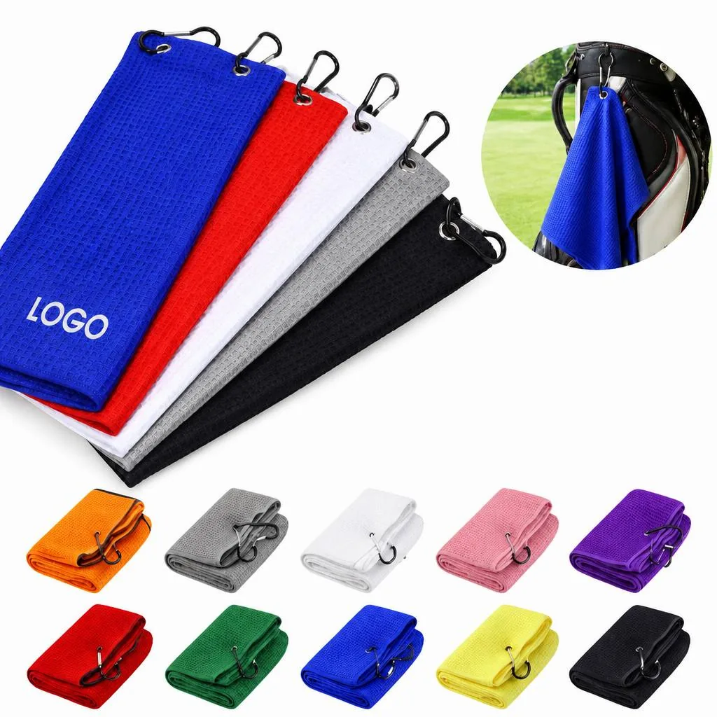 Microfiber Waffle Golf Towel with Clip for Bag