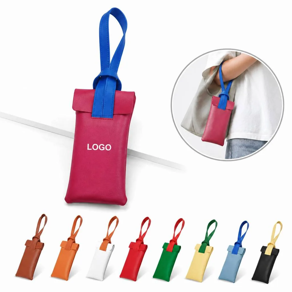 Leather Contrast Rope Eyeglass Case Pouch Storage Bag