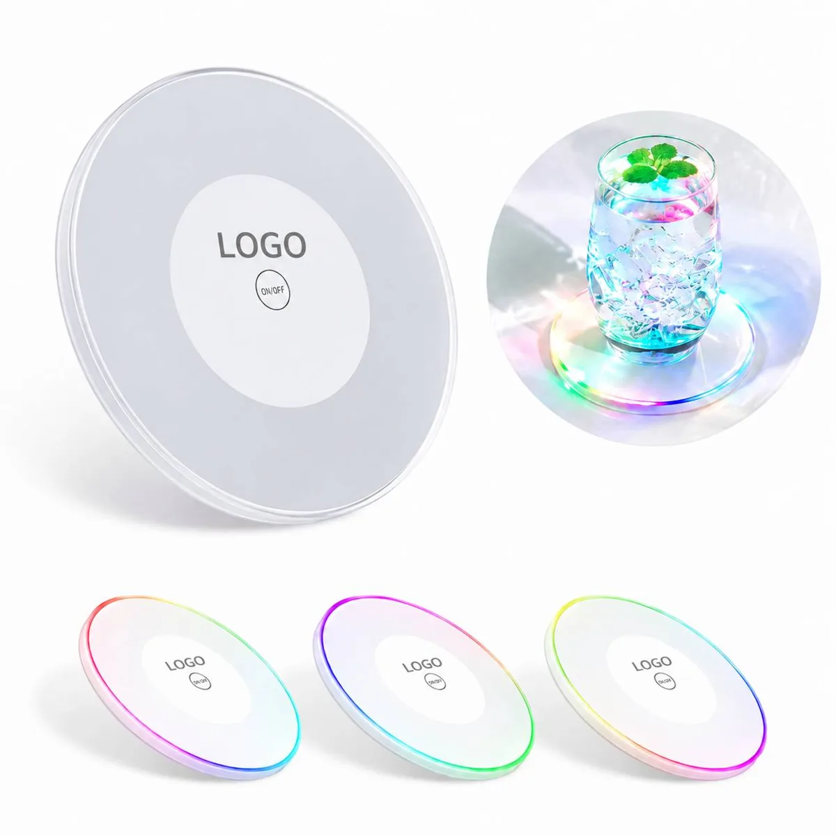 Glow-in-the-Dark Coasters, Colorful Luminous Drink