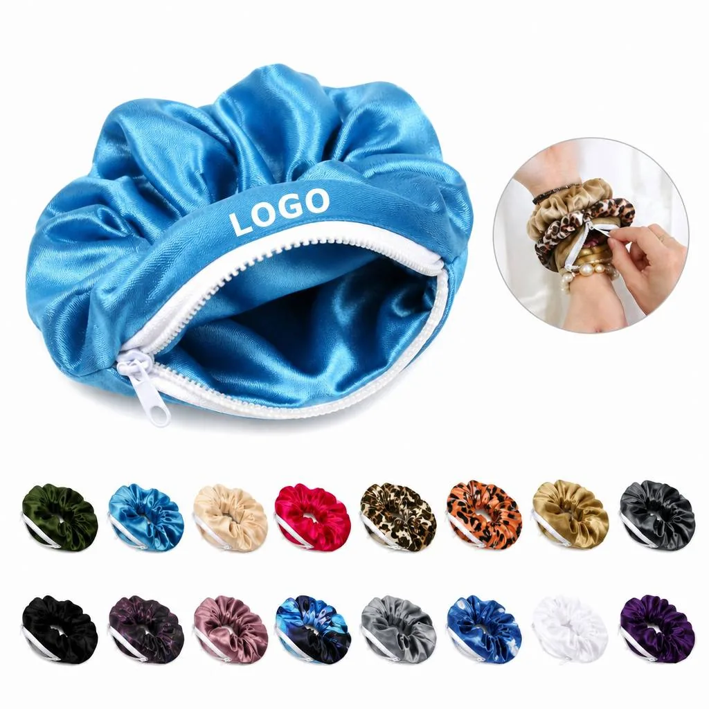 Velvet Scrunchies with Hidden Pocket for Women