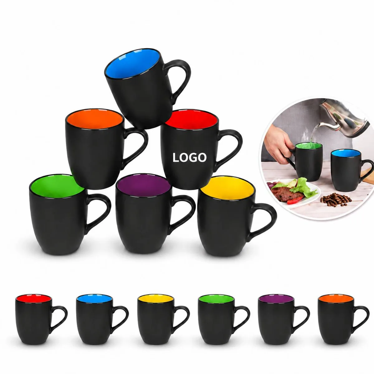 16 oz Matte Ceramic Couples Mug for Two