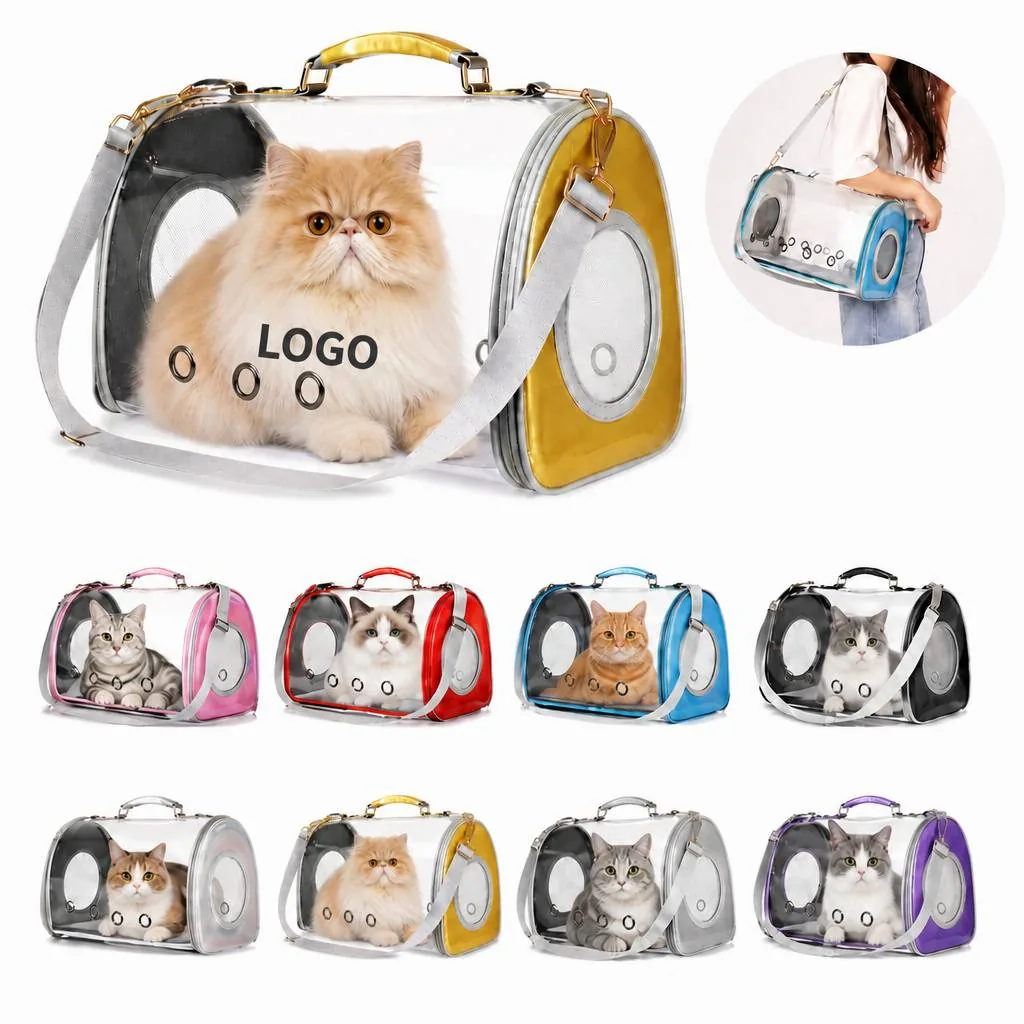 transparent panel Pet Carrier Backpack with Breathable Mesh