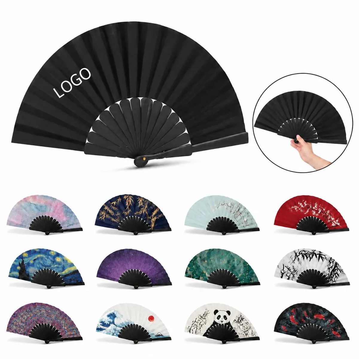 Custom Traditional Folding Fan with Clack Sound, Handheld