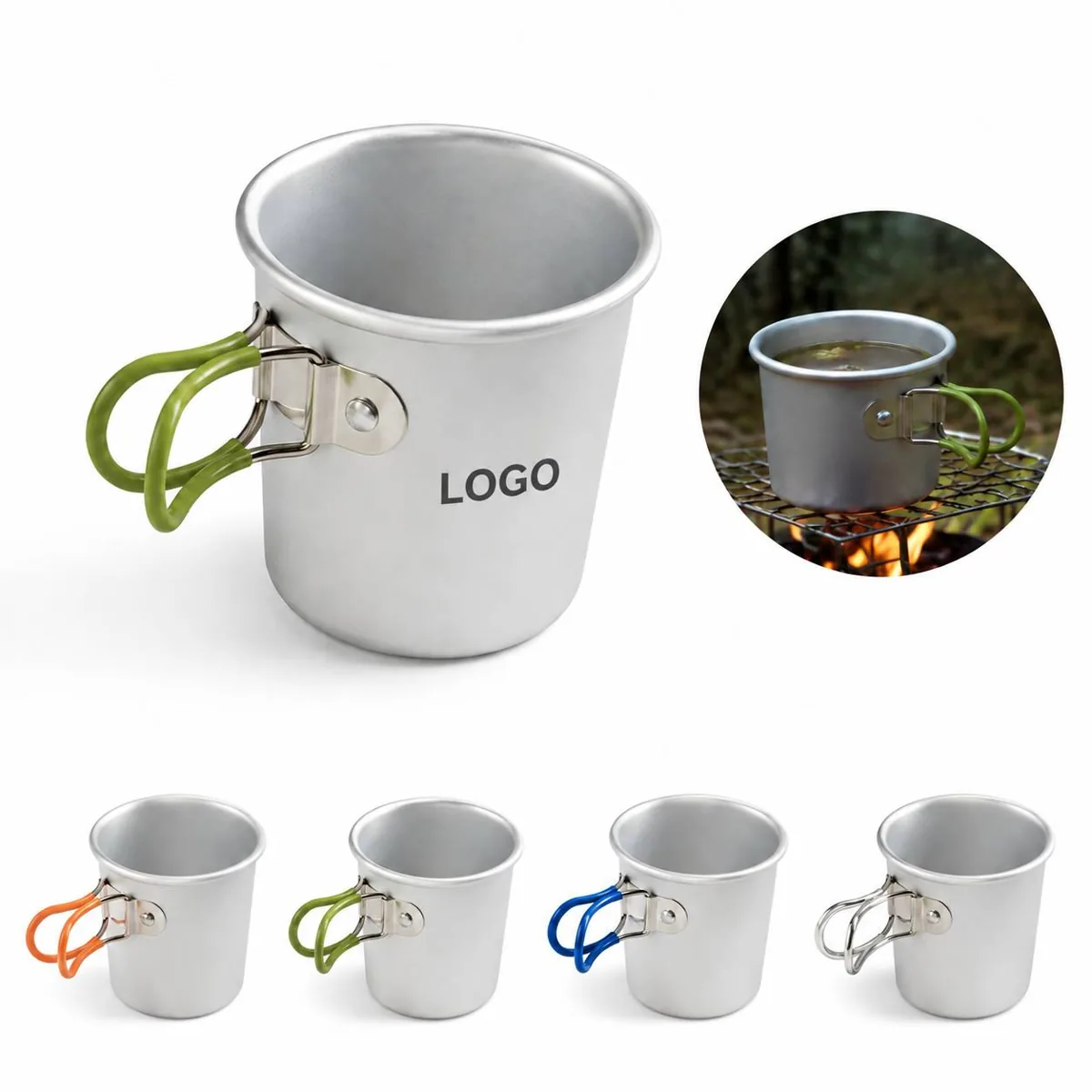 Foldable Aluminum Camping Mug, 5oz Lightweight Alloy Cup