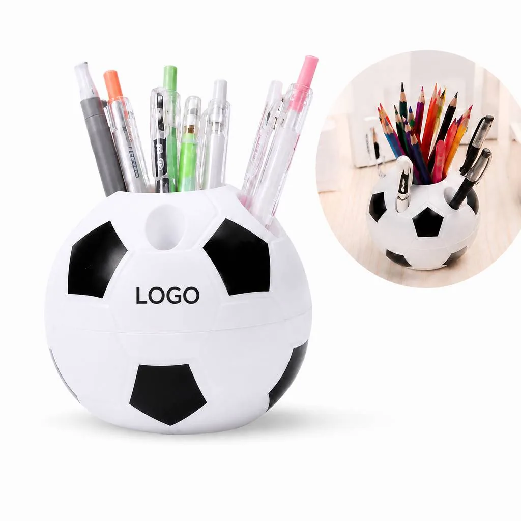 Soccer Ball Pen Holder - Durable Desk Organizer for Pens &