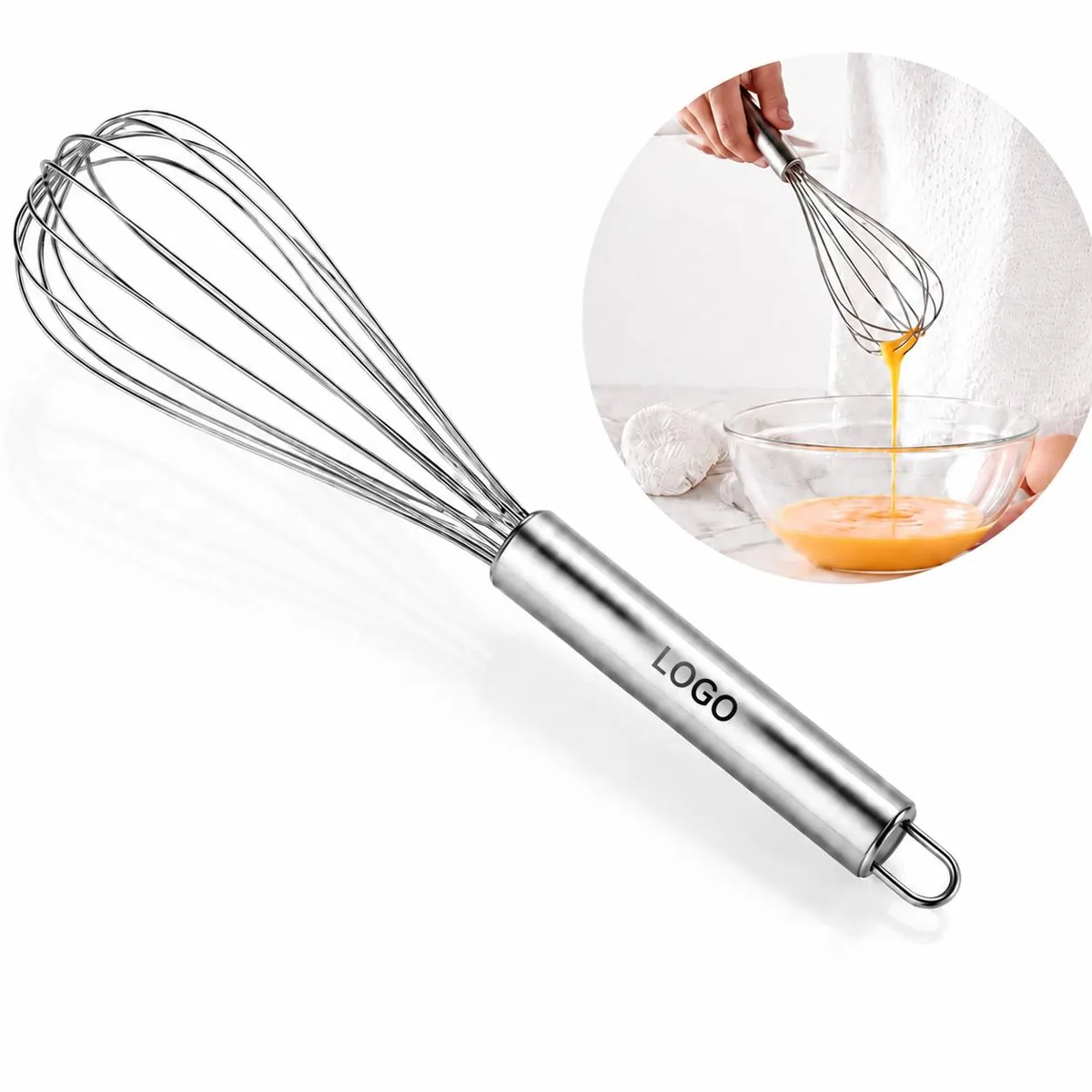 6-Wire Stainless Steel Whisk for Efficient Blending and More