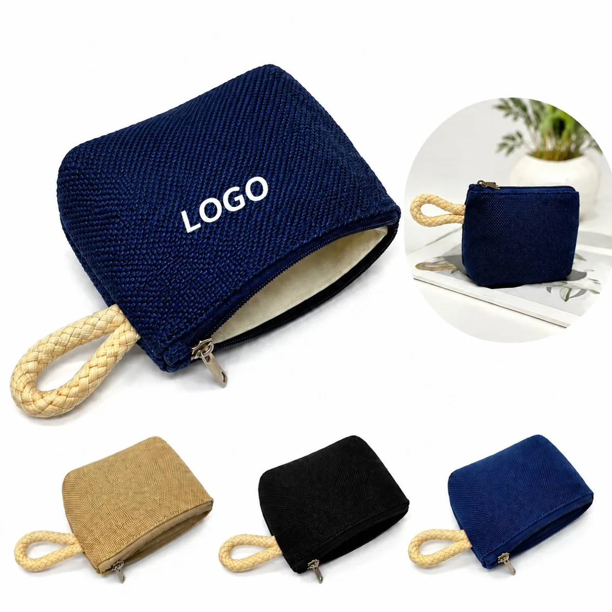 Linen Zip Coin Purse with Secure Closure for Everyday Carry