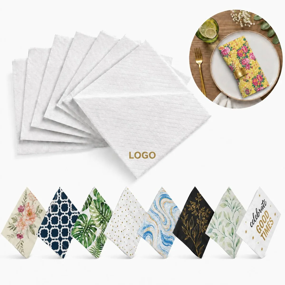 Recycled White 2-Ply Napkin for Dining, Absorbent & Soft