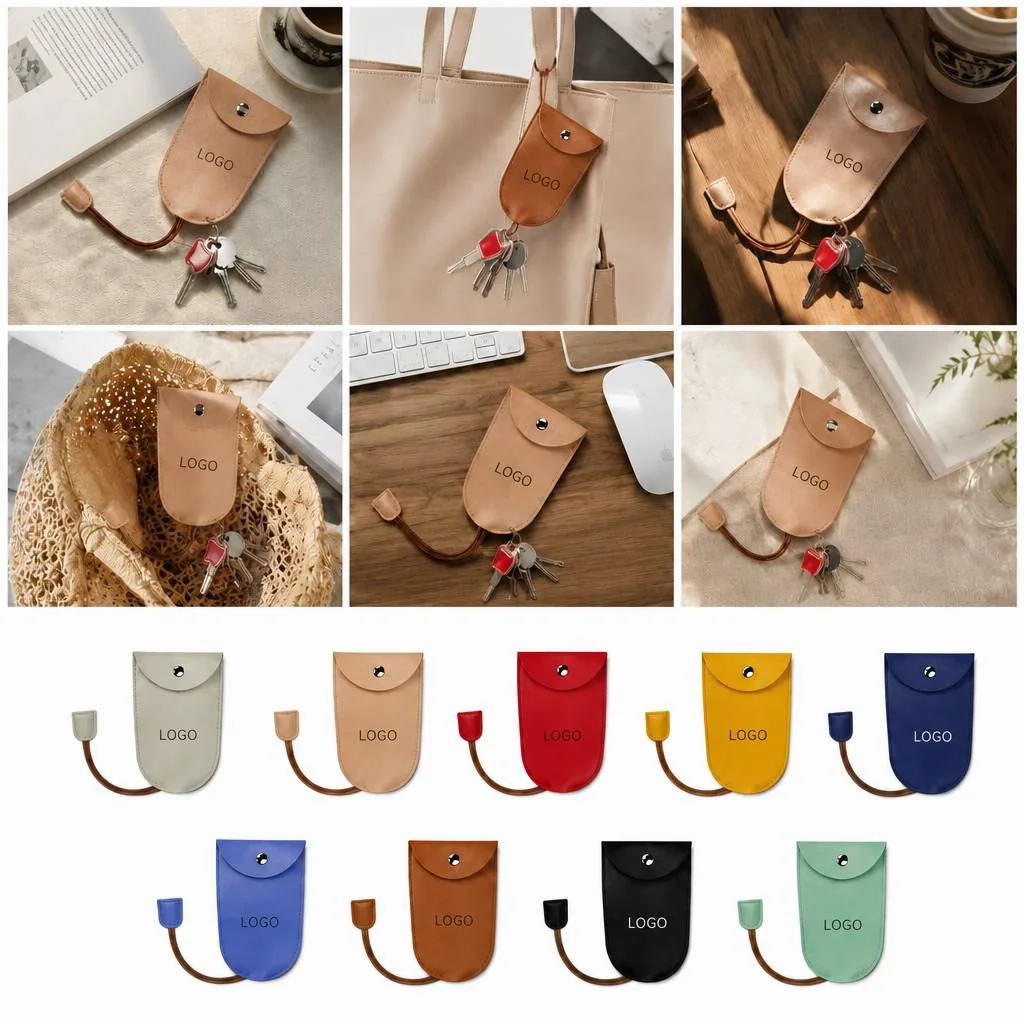 PU Leather Key Case with Keychain Ring for Scratch