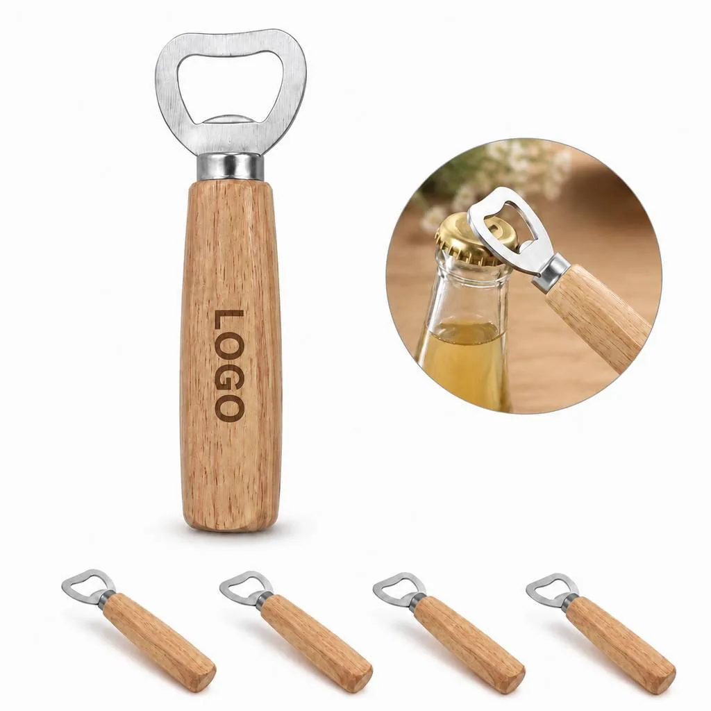 Wooden Grip Stainless Steel Bottle Opener for Beer