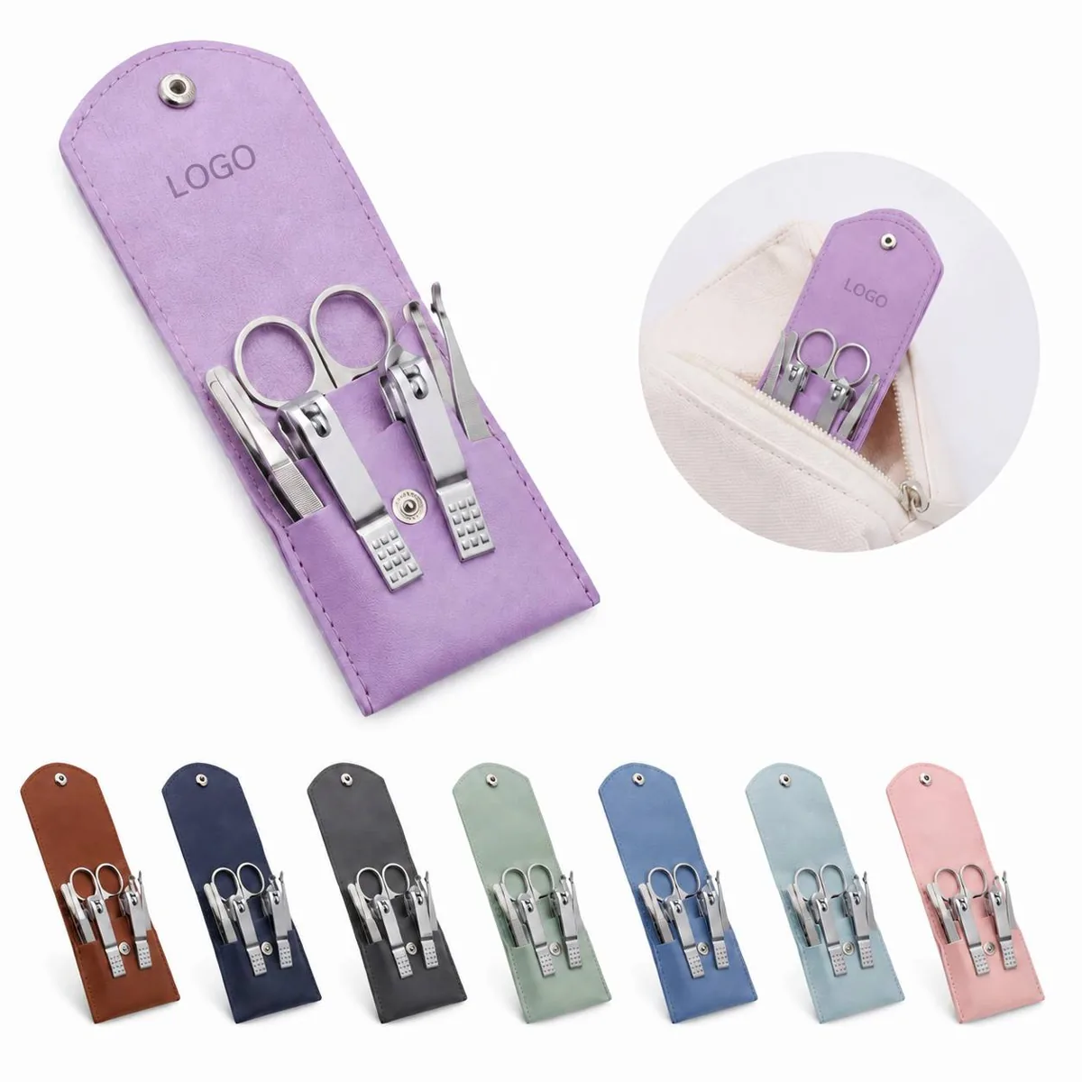 7 Piece Travel Nail Clipper Set with Stainless Steel Tools