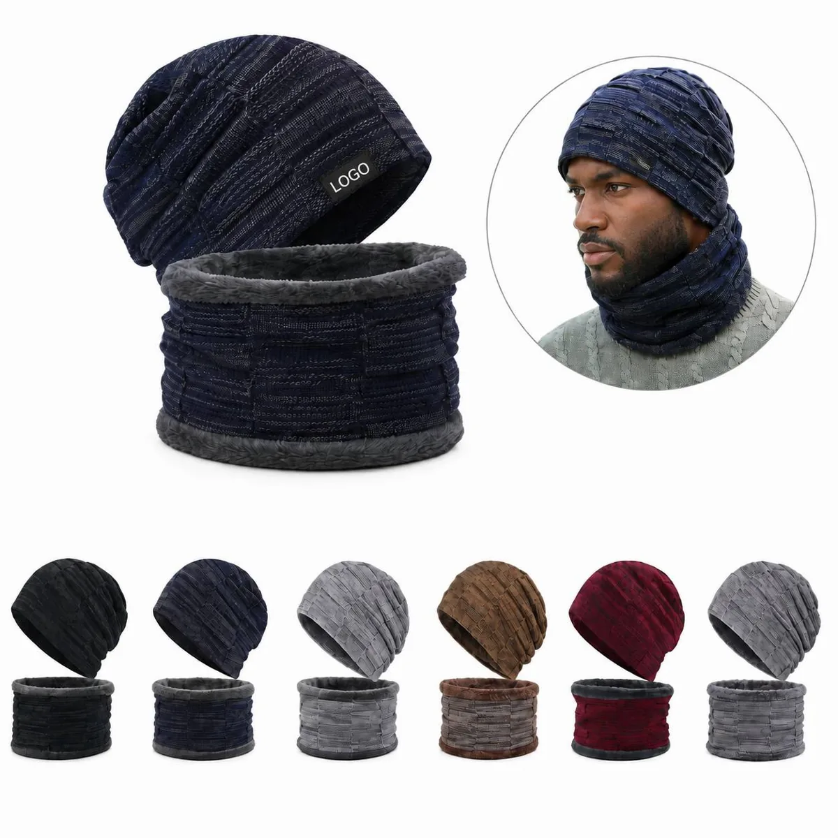 Fleece-Lined Scarf Hat Set for Warm Winter Wear