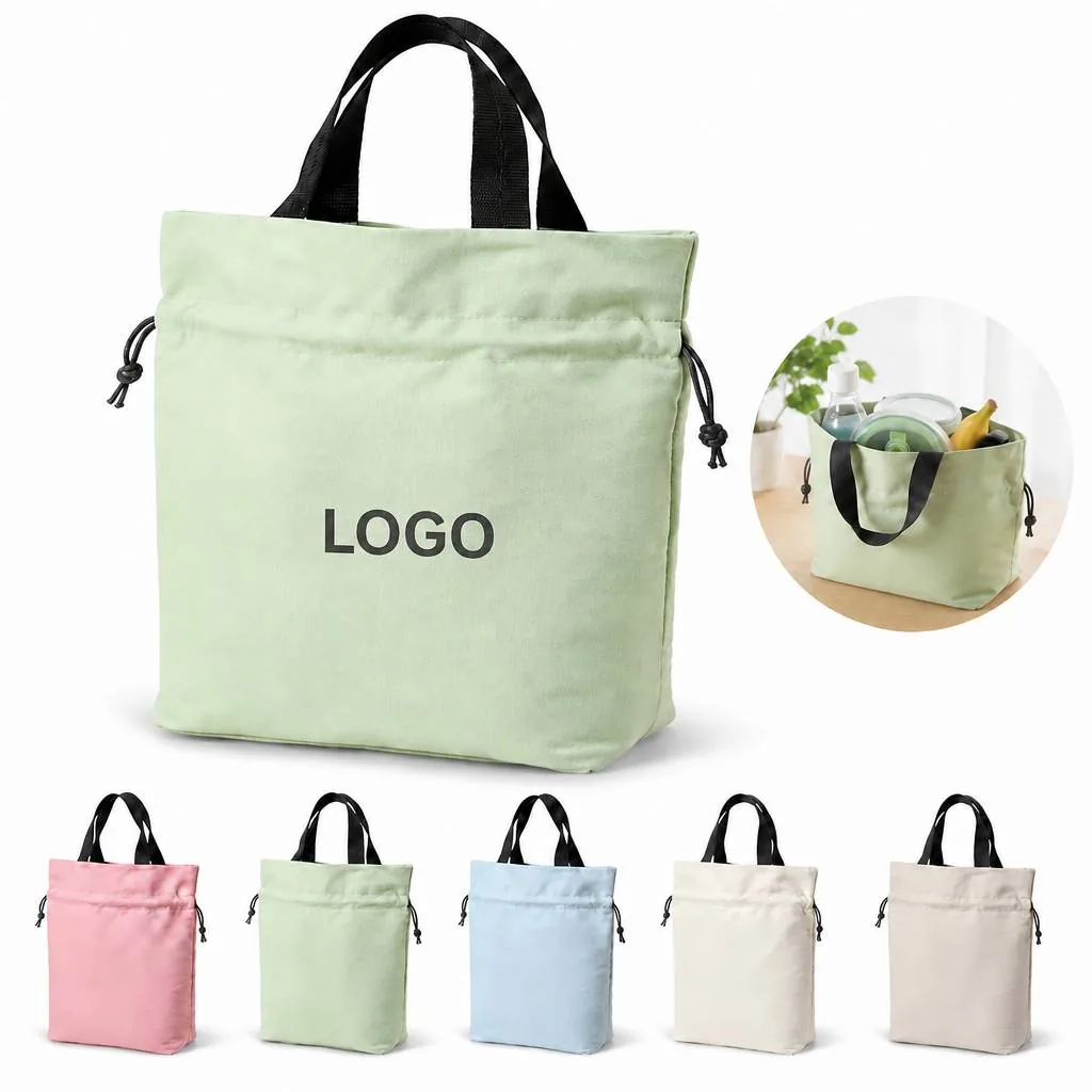 Insulated Drawstring Lunch Bag with Thermal Lining for Work