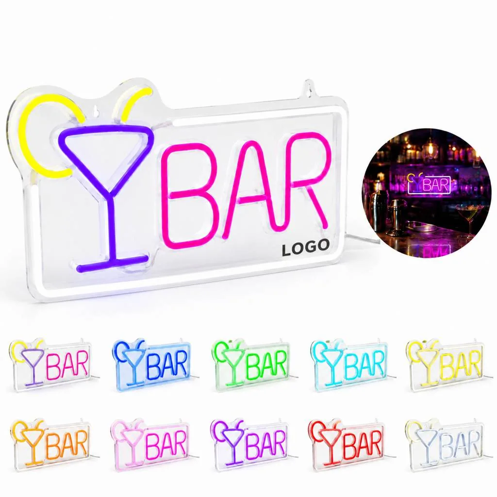 Customizable Neon Bar Sign with Dimmable LED Lighting