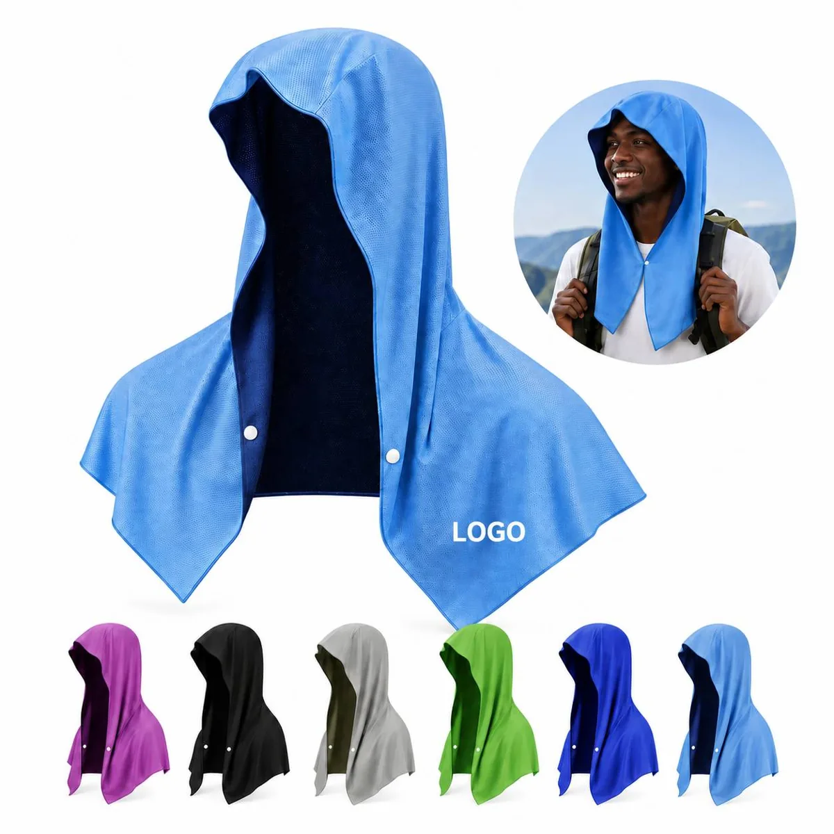 Cooling Hoodie Towel with Evaporative Fabric for Outdoor