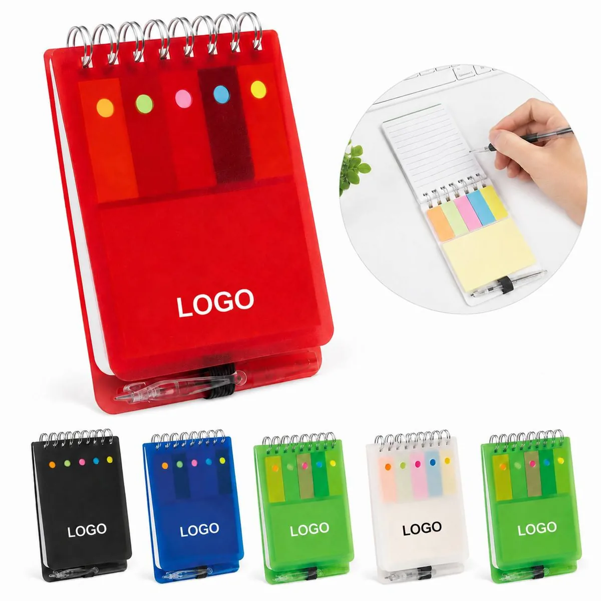 All-in-One Spiral Notebook with Sticky Notes and Pen
