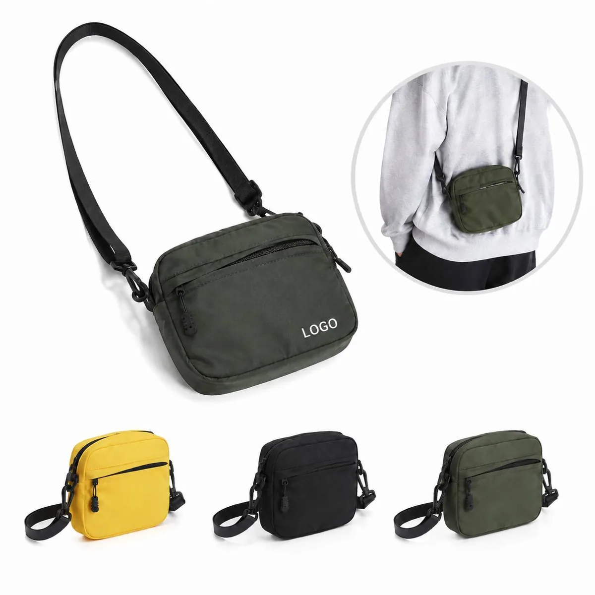 Oxford Fabric Crossbody Mini Bag with Adjustable Strap