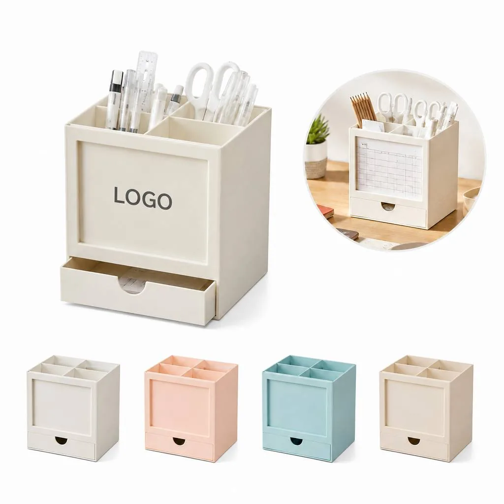 360° Rotating Desk Organizer Pen Holder with Photo Frame