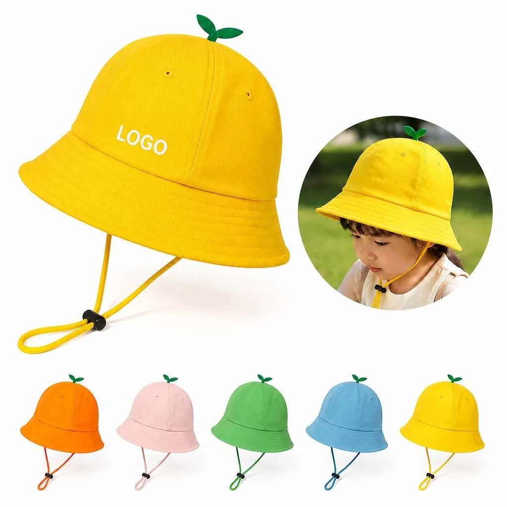 Kids Cotton Bucket Hat with Wide Brim for Sun Protection