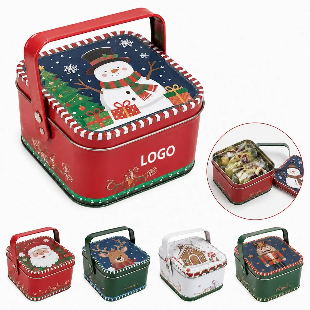 Christmas Metal Cookie Tin with Airtight Lid for Fresh