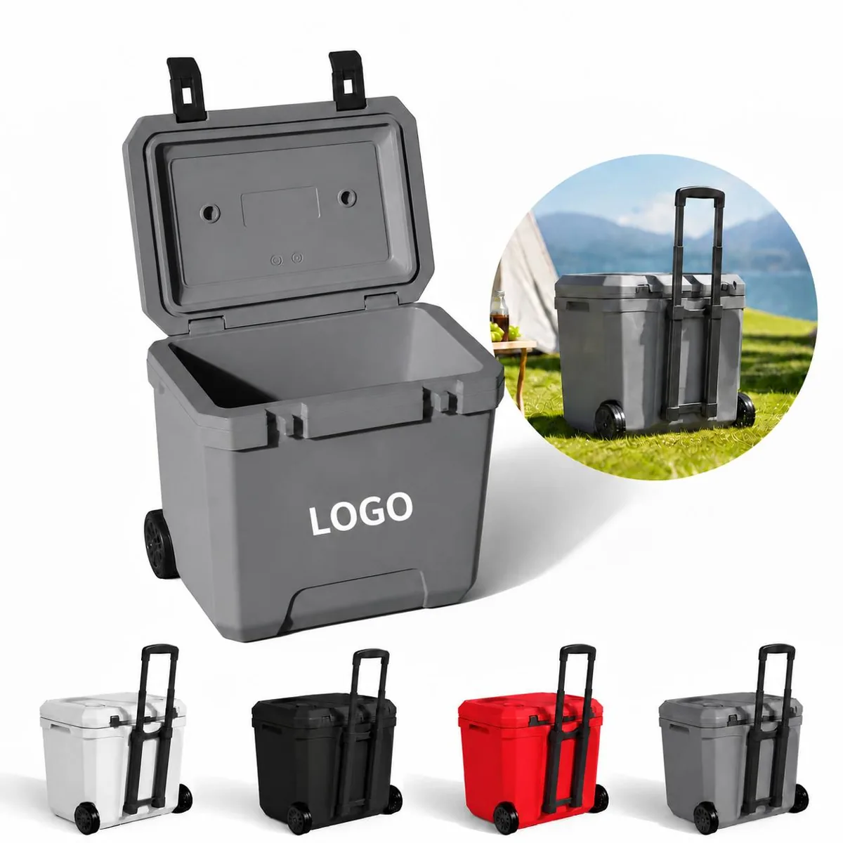 38 Qt Wheeled Portable Cooler with Telescopic Handle