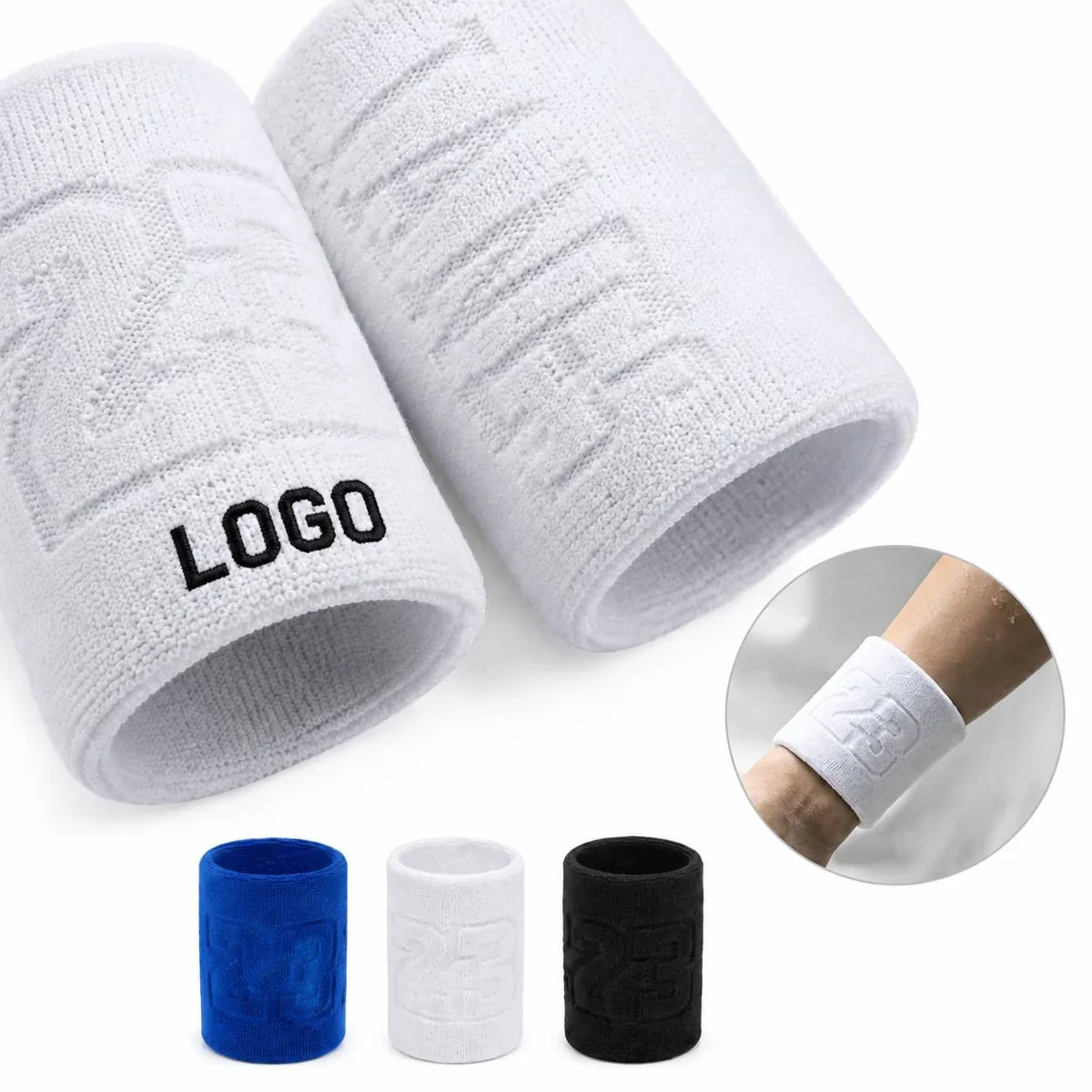 Breathable Cotton Wristband Sweat Absorbing Elastic Sports