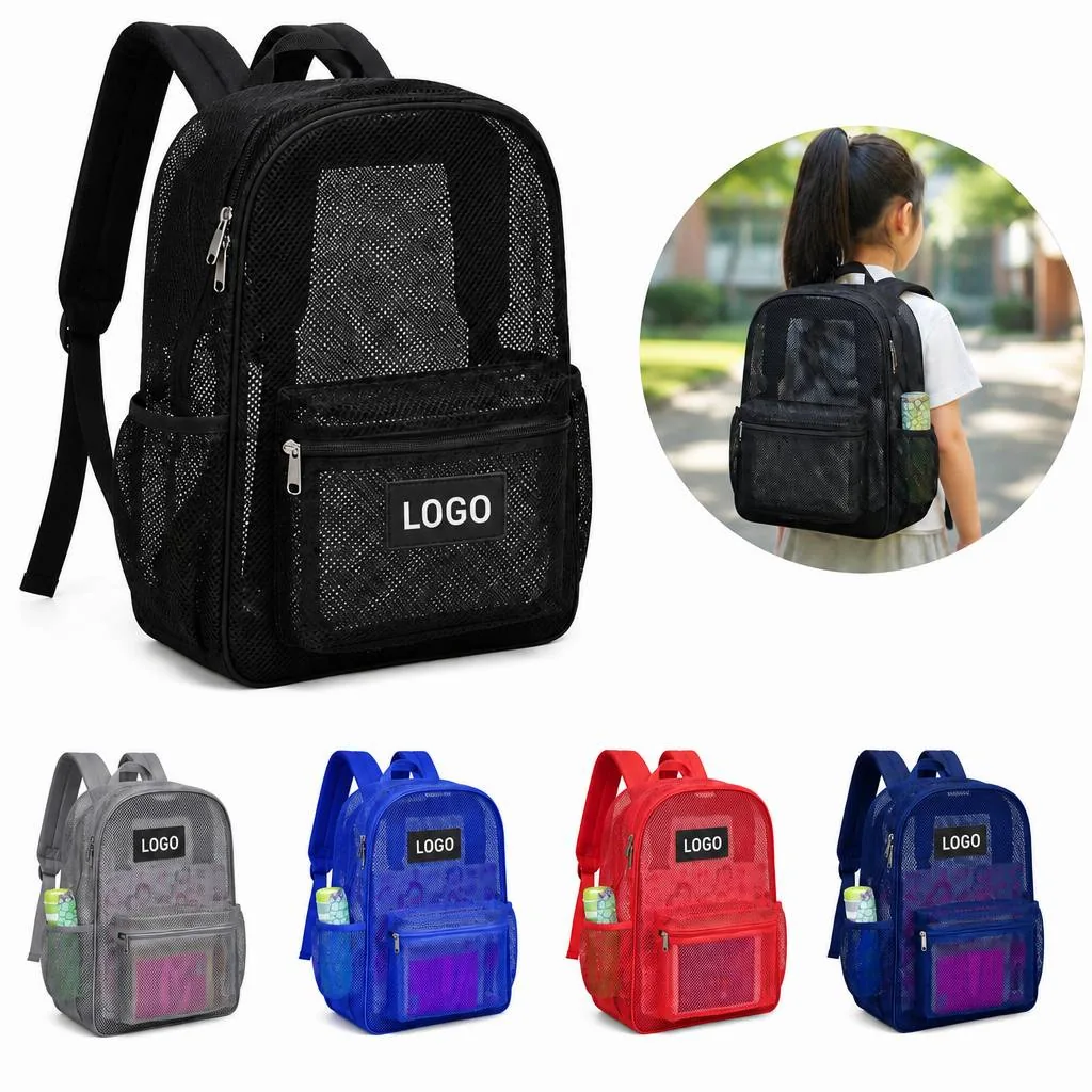 Heavy Duty Semi-Transparent Mesh Backpack for Sports, Beach