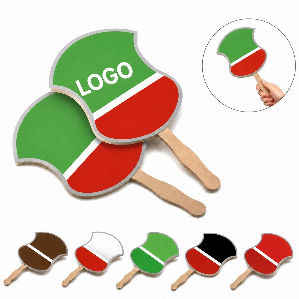 Customizable Full Color Wooden Handle Paper Fan for Events