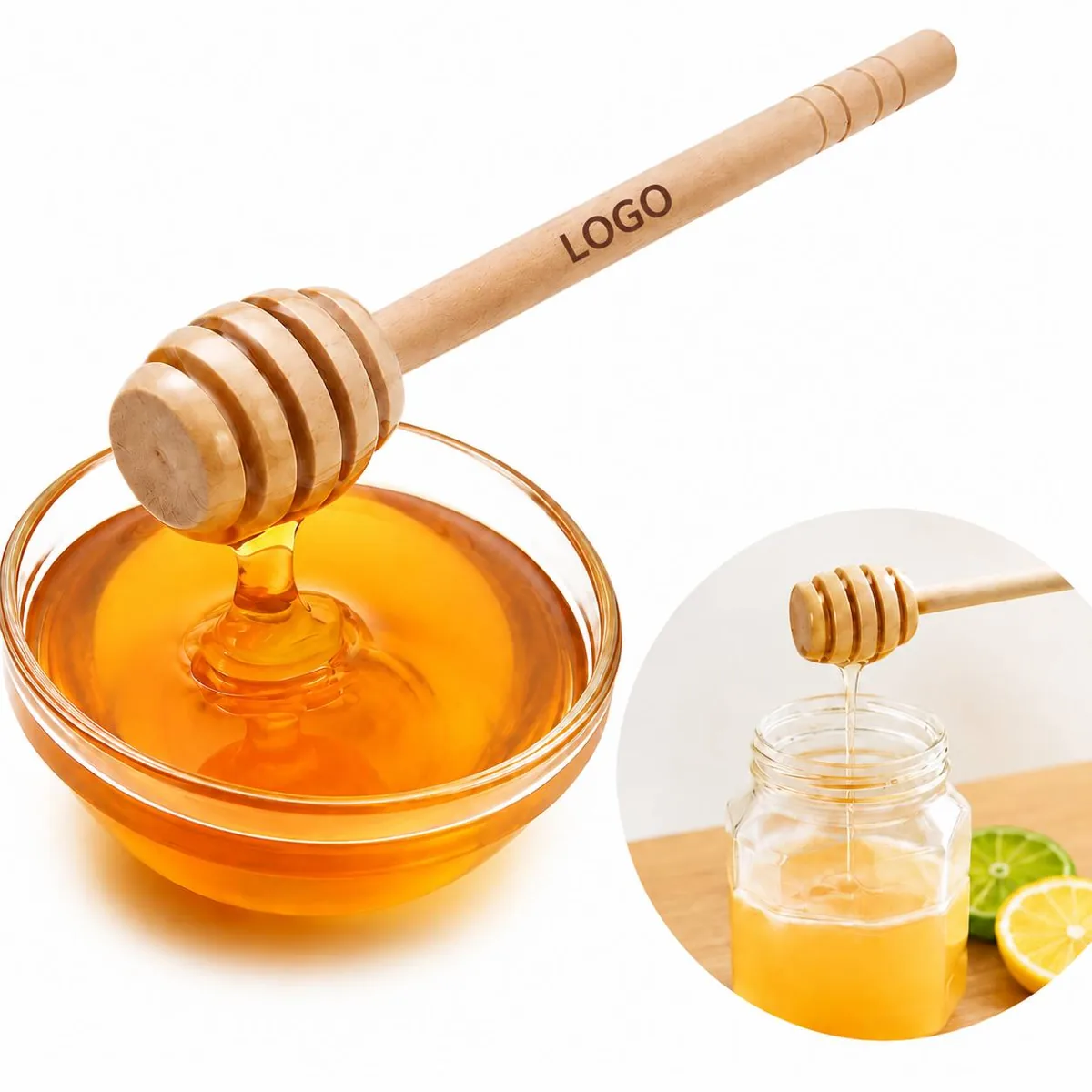 Natural Wood Beech Honey Dipper Stick for Jar Drizzling