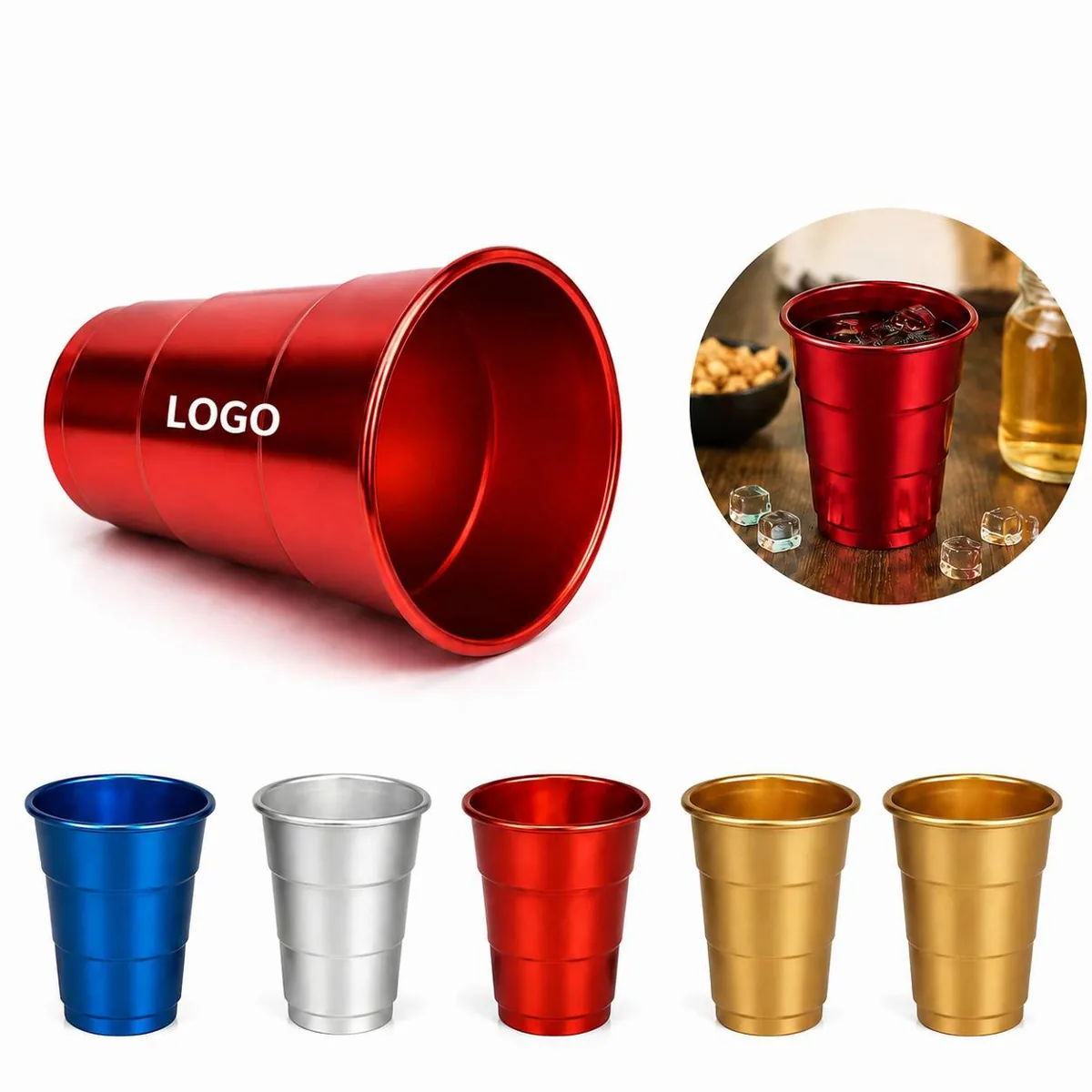 Recyclable Aluminum Beer Cup for Cold Drinks, Reusable &