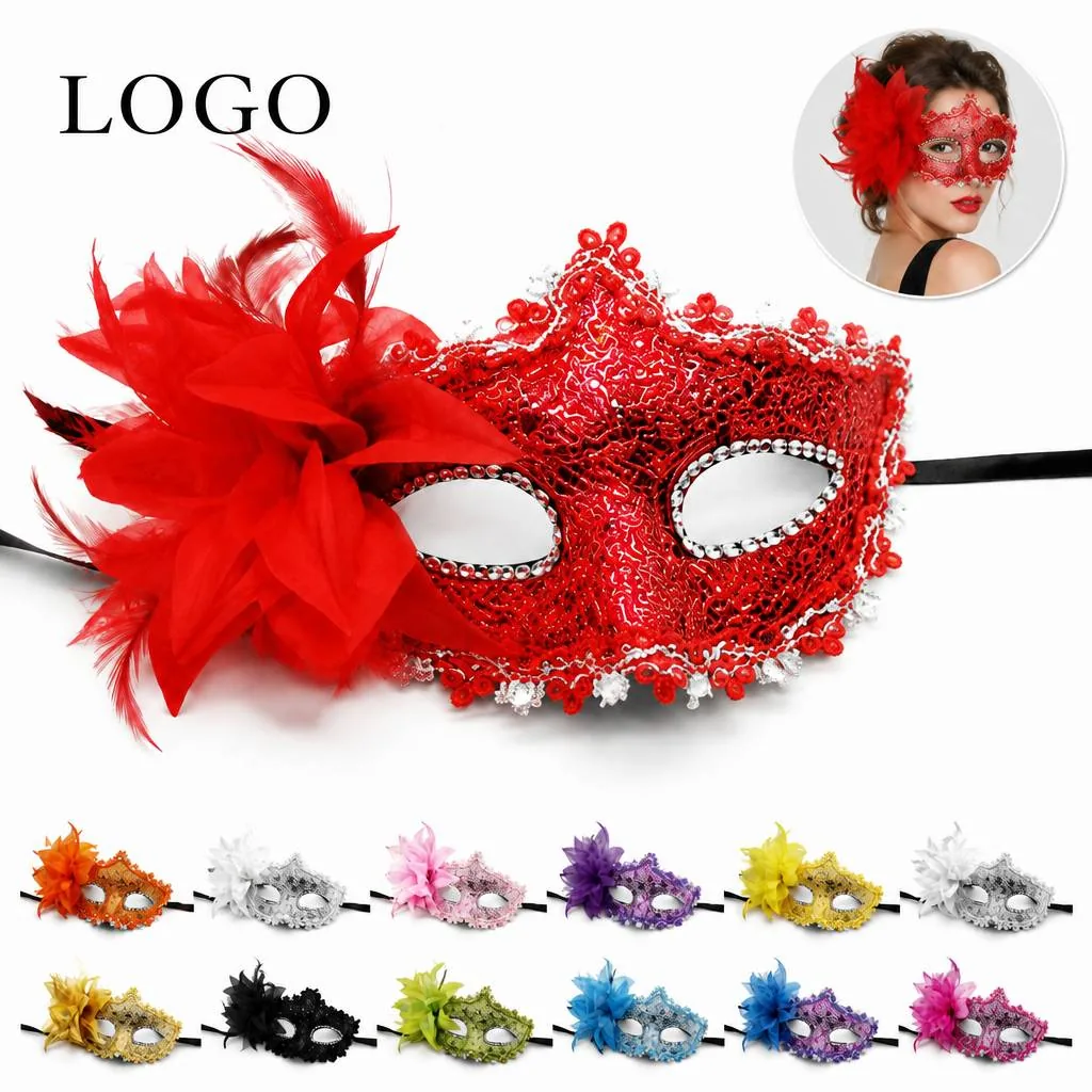 Floral Masquerade Masks 12 Pack Half Face Carnival Party