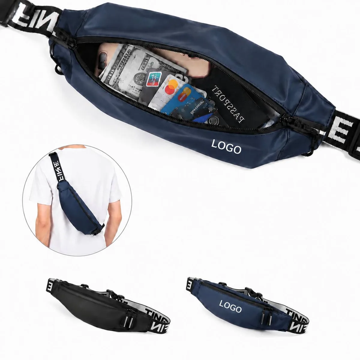 Water-Resistant Running Waist Pack with Reflective Strips