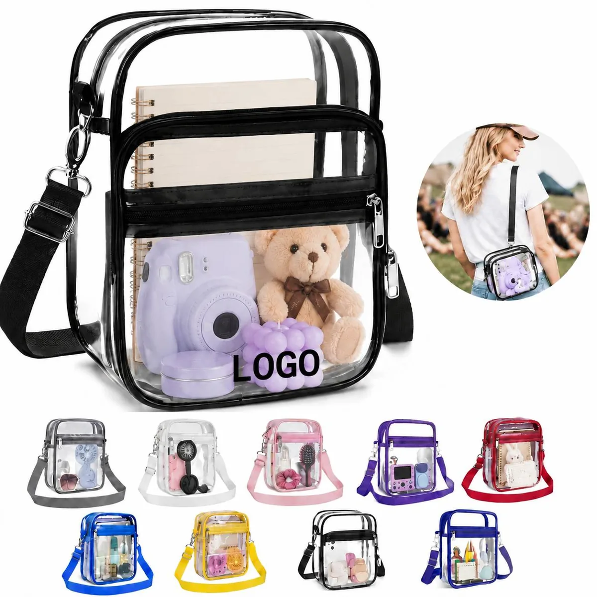 Stadium Approved Clear PVC Crossbody Bag Oversized