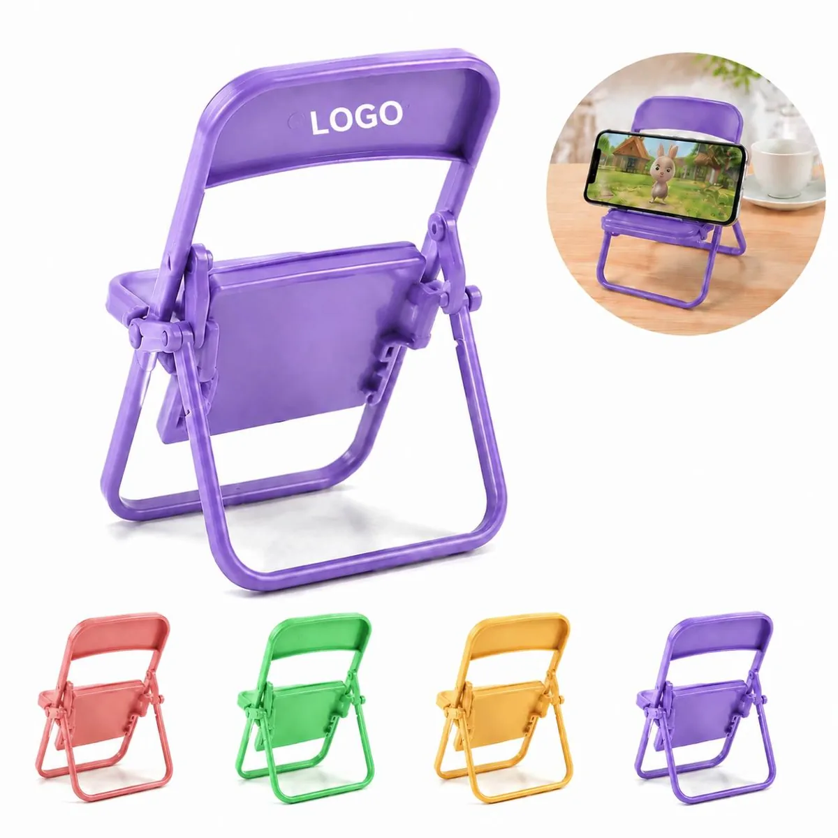 Foldable Mini Chair Phone Stand, Adjustable Desktop Holder