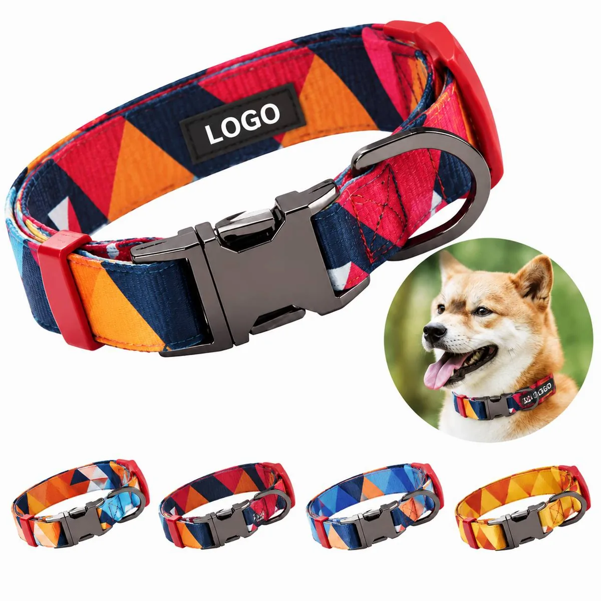 Reflective Adjustable Polyester Pet Collar with D-Ring