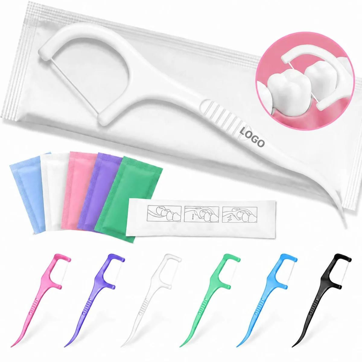Individually Wrapped Dental Floss Picks for On-the-Go Oral