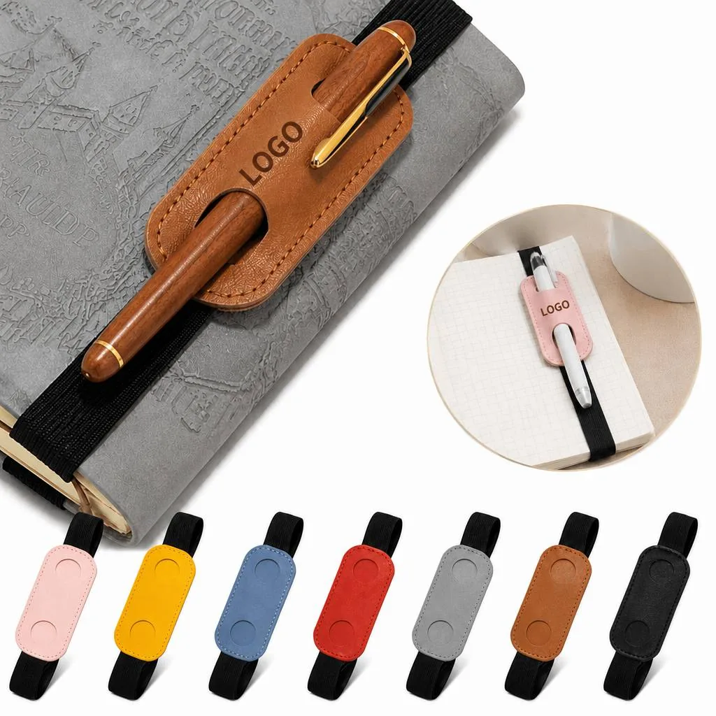 PU Leather Bungee Pen Case Zippered Organizer