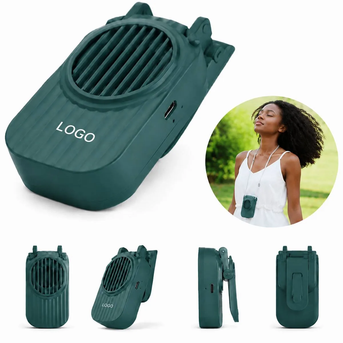 Portable Rechargeable Lanyard Clip Mini Fan with Adjustable